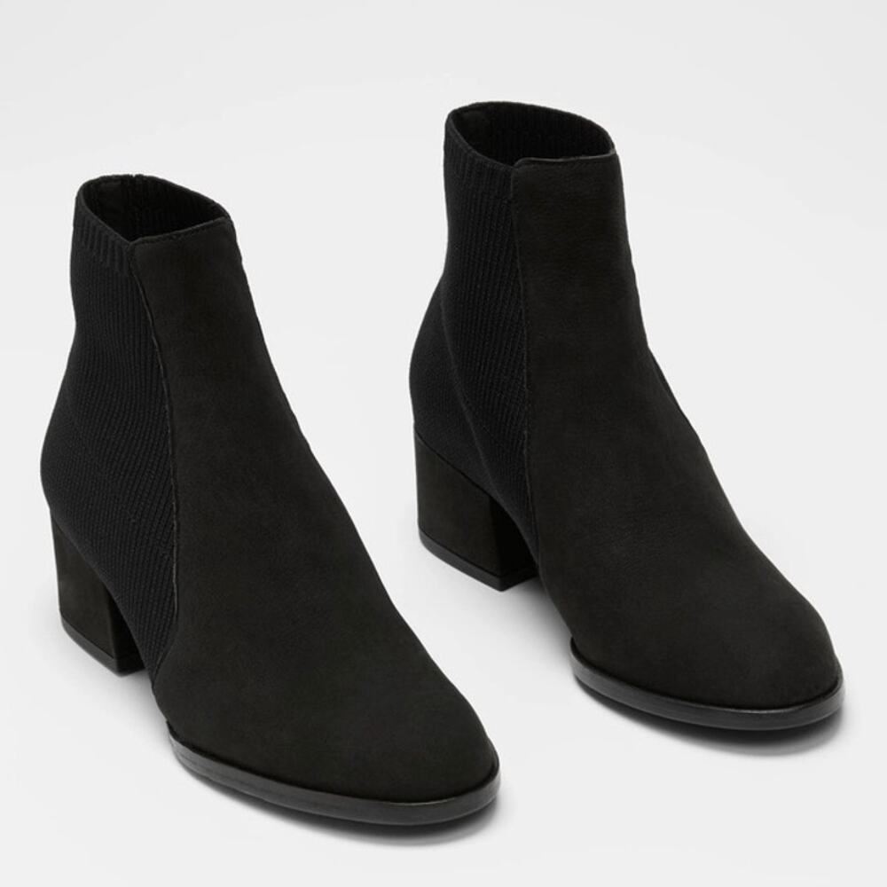 Eileen Fisher Black Distressed Leather Aesop Sock Bootie Sz.10 NWOB